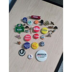 Nice Vintage Lot Of Political Pins and Buttons. In Solid Shape For Their Age.